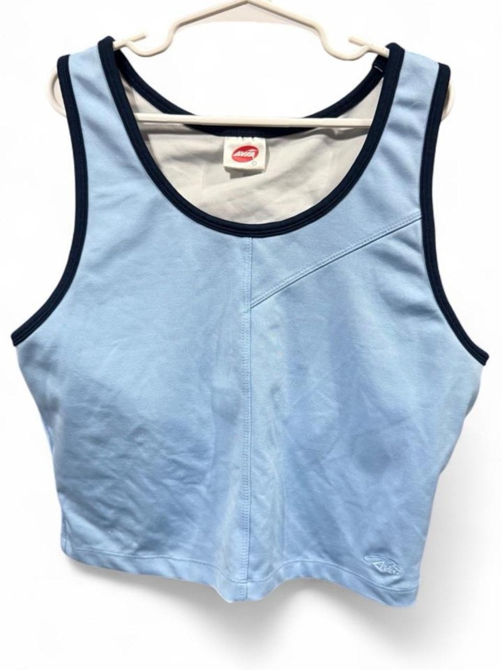 Avia Light Blue Tank Top with Navy Trim and Built-in Bra